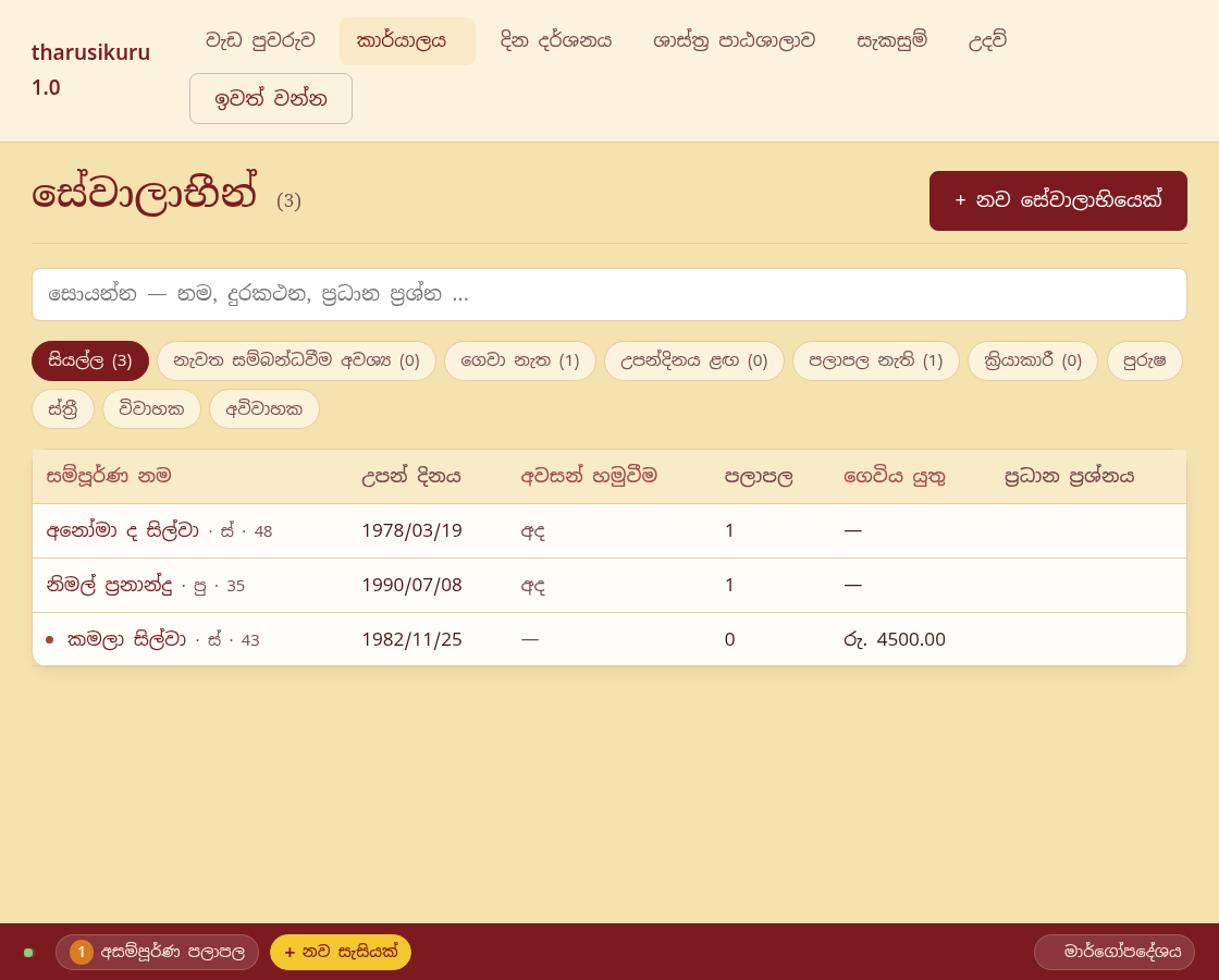සේවාලාභීන් ලැයිස්තුව